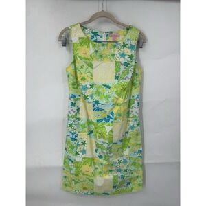 Lilly Pulitzer Patchwork Floral Alligator Print Mini Dress Women 2 Green Easter